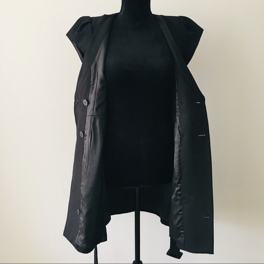 Black Puff Shoulder Double Breasted Dress - image 7